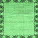 Square Machine Washable Abstract Emerald Green Modern Area Rugs, wshabs3673emgrn