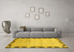 Machine Washable Abstract Yellow Modern Rug in a Living Room, wshabs3673yw