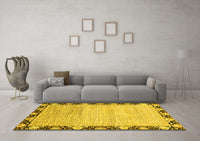 Machine Washable Abstract Yellow Modern Rug, wshabs3673yw