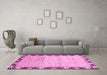 Machine Washable Abstract Pink Modern Rug in a Living Room, wshabs3673pnk