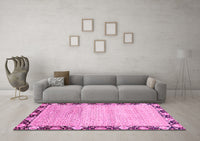 Machine Washable Abstract Pink Modern Rug, wshabs3673pnk