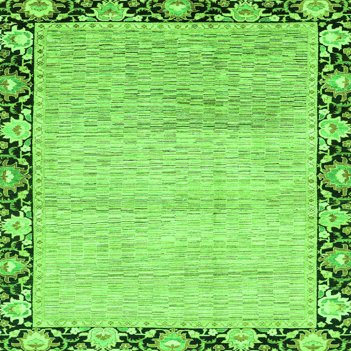 Square Machine Washable Abstract Green Modern Area Rugs, wshabs3673grn