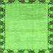 Square Machine Washable Abstract Green Modern Area Rugs, wshabs3673grn