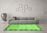 Machine Washable Abstract Green Modern Rug, wshabs3673grn