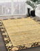 Abstract Chrome Gold Yellow Modern Rug in Family Room, abs3673