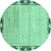 Round Abstract Turquoise Modern Rug, abs3673turq