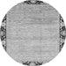 Round Machine Washable Abstract Gray Modern Rug, wshabs3673gry