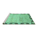 Sideview of Machine Washable Abstract Turquoise Modern Area Rugs, wshabs3673turq