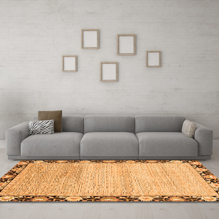Machine Washable Abstract Orange Modern Area Rugs in a Living Room, wshabs3673org