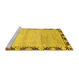 Sideview of Machine Washable Abstract Yellow Modern Rug, wshabs3673yw