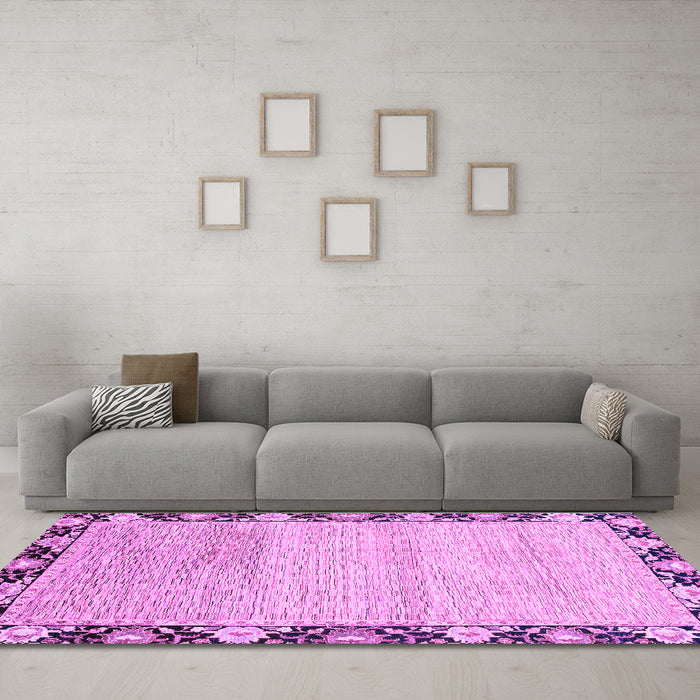 Machine Washable Abstract Purple Modern Area Rugs in a Living Room, wshabs3673pur