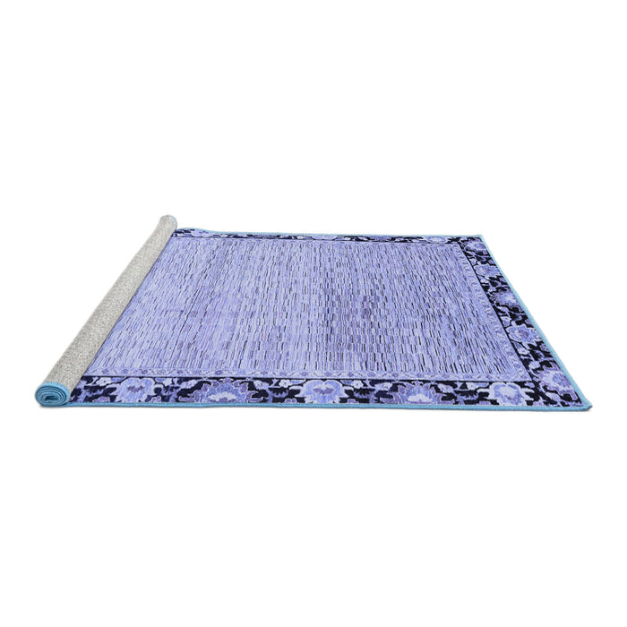 Sideview of Machine Washable Abstract Blue Modern Rug, wshabs3673blu