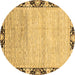 Round Abstract Brown Modern Rug, abs3673brn