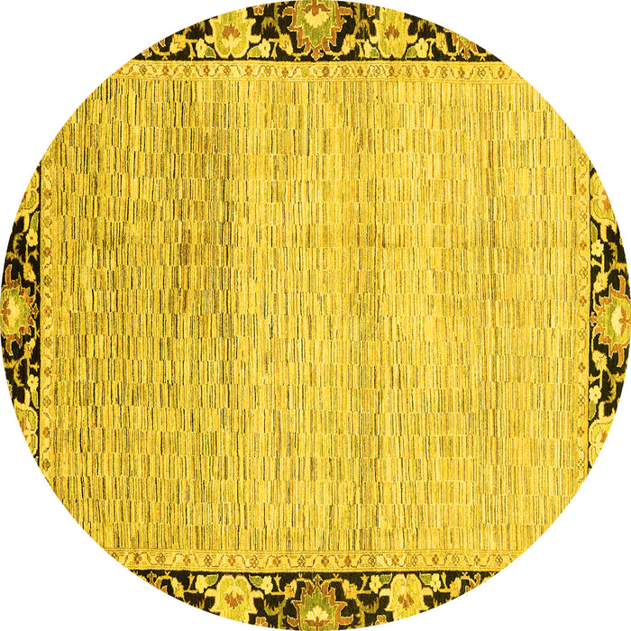 Round Machine Washable Abstract Yellow Modern Rug, wshabs3673yw