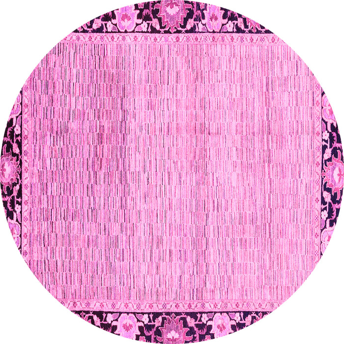 Round Abstract Pink Modern Rug, abs3673pnk
