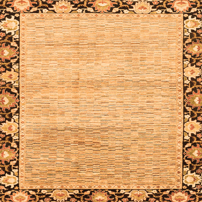 Square Machine Washable Abstract Orange Modern Area Rugs, wshabs3673org