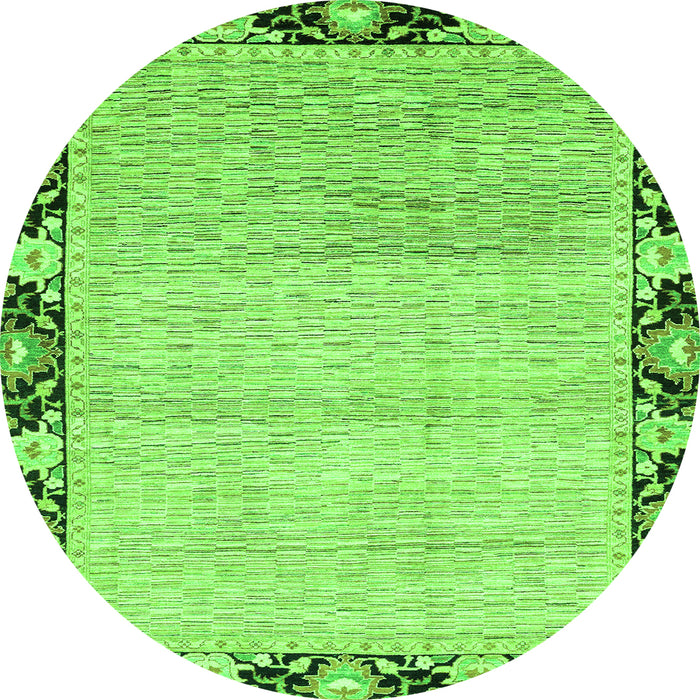 Round Machine Washable Abstract Green Modern Area Rugs, wshabs3673grn
