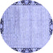 Round Abstract Blue Modern Rug, abs3673blu