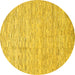 Round Abstract Yellow Modern Rug, abs3674yw