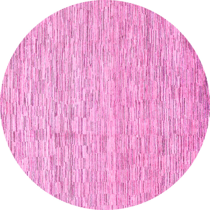 Round Machine Washable Abstract Pink Modern Rug, wshabs3674pnk