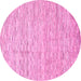 Round Machine Washable Abstract Pink Modern Rug, wshabs3674pnk