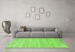 Machine Washable Abstract Green Modern Area Rugs in a Living Room,, wshabs3674grn