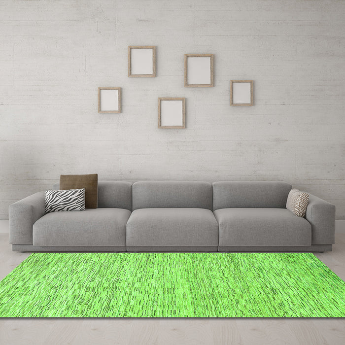 Machine Washable Abstract Green Modern Area Rugs in a Living Room,, wshabs3674grn