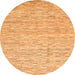 Round Machine Washable Abstract Orange Modern Area Rugs, wshabs3674org