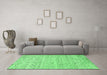 Machine Washable Abstract Emerald Green Modern Area Rugs in a Living Room,, wshabs3674emgrn