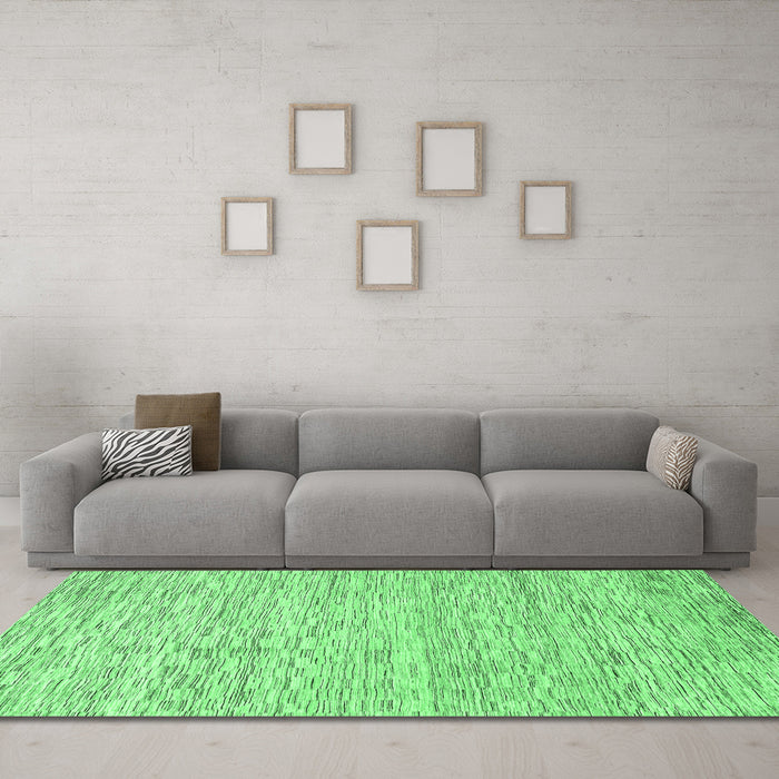 Machine Washable Abstract Emerald Green Modern Area Rugs in a Living Room,, wshabs3674emgrn