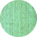 Round Machine Washable Abstract Turquoise Modern Area Rugs, wshabs3674turq