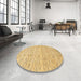 Round Machine Washable Abstract Cinnamon Brown Rug in a Office, wshabs3674