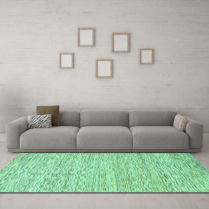 Machine Washable Abstract Turquoise Modern Area Rugs in a Living Room,, wshabs3674turq