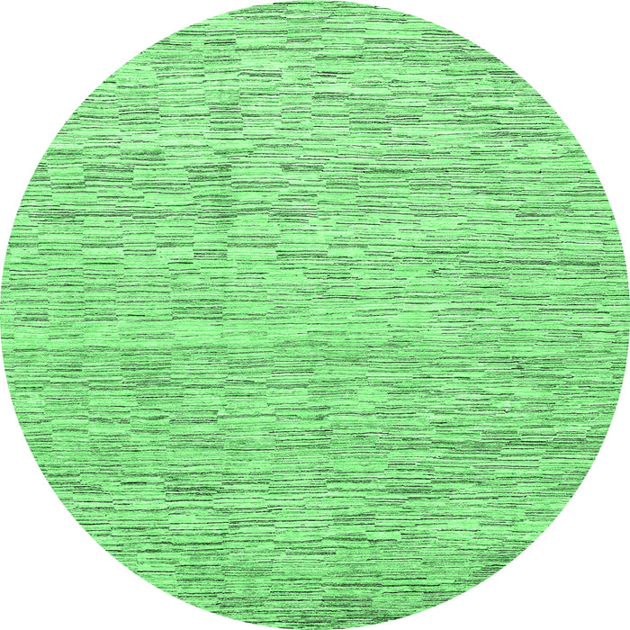Round Machine Washable Abstract Emerald Green Modern Area Rugs, wshabs3674emgrn