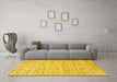 Machine Washable Abstract Yellow Modern Rug in a Living Room, wshabs3674yw