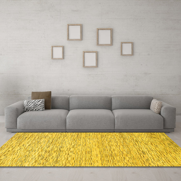 Machine Washable Abstract Yellow Modern Rug in a Living Room, wshabs3674yw