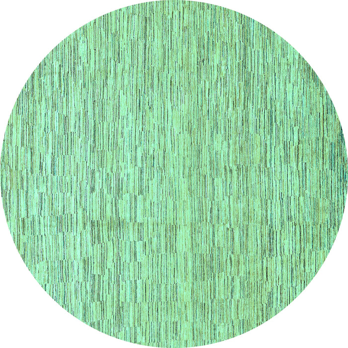 Round Abstract Turquoise Modern Rug, abs3674turq