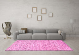 Machine Washable Abstract Pink Modern Rug in a Living Room, wshabs3674pnk