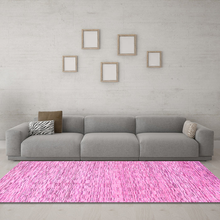 Machine Washable Abstract Pink Modern Rug in a Living Room, wshabs3674pnk