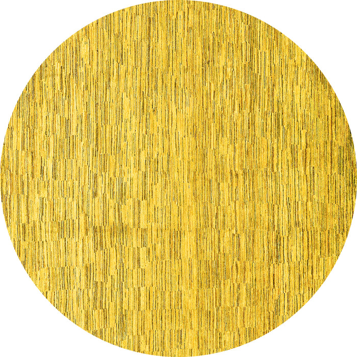 Round Machine Washable Abstract Yellow Modern Rug, wshabs3674yw