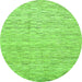 Round Machine Washable Abstract Green Modern Area Rugs, wshabs3674grn