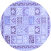 Round Abstract Blue Modern Rug, abs3675blu