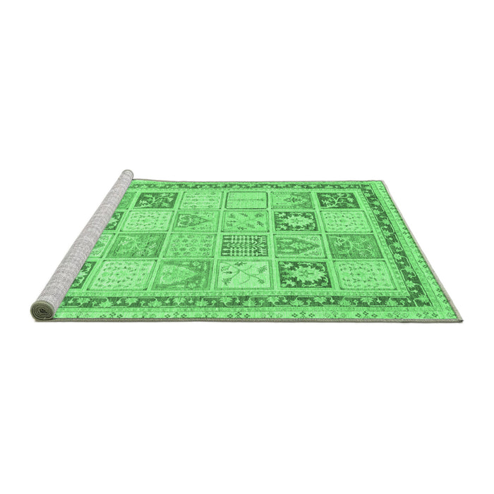 Sideview of Machine Washable Abstract Emerald Green Modern Area Rugs, wshabs3675emgrn