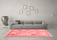 Machine Washable Abstract Red Modern Rug, wshabs3675red