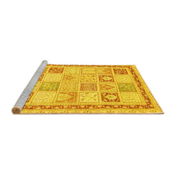 Sideview of Machine Washable Abstract Yellow Modern Rug, wshabs3675yw