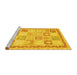 Sideview of Machine Washable Abstract Yellow Modern Rug, wshabs3675yw