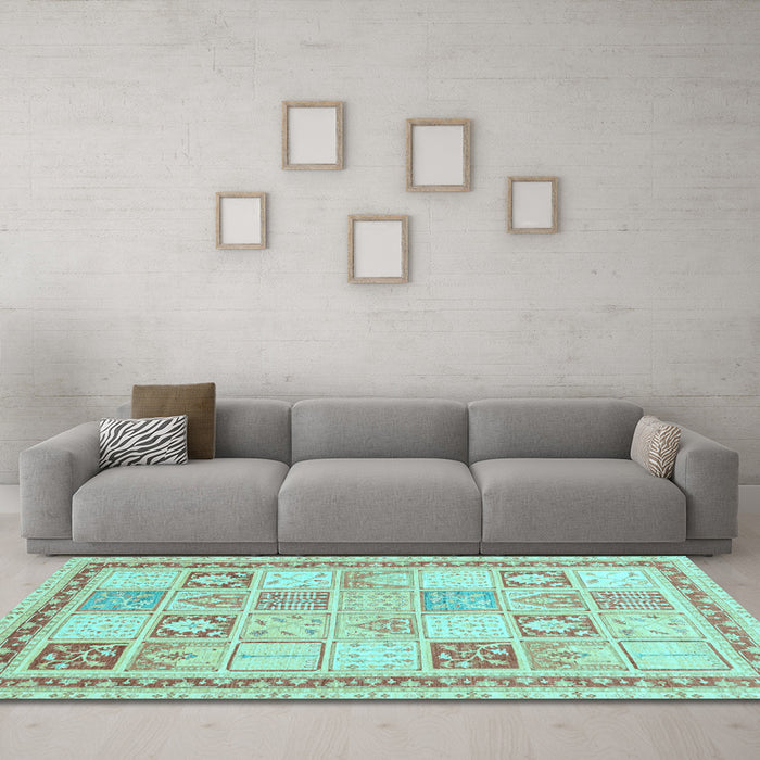 Machine Washable Abstract Light Blue Modern Rug in a Living Room, wshabs3675lblu