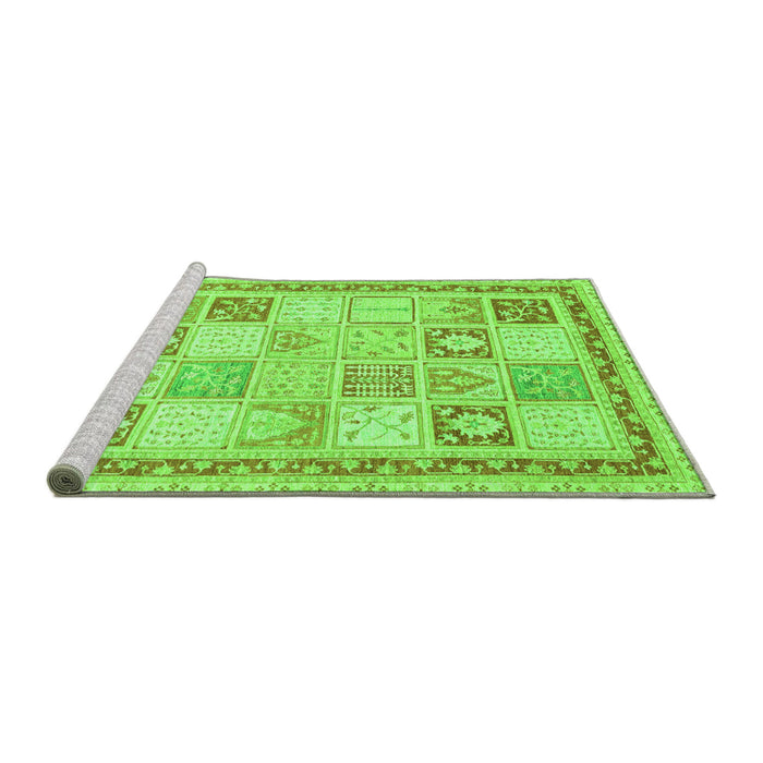 Sideview of Machine Washable Abstract Green Modern Area Rugs, wshabs3675grn