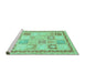 Sideview of Machine Washable Abstract Turquoise Modern Area Rugs, wshabs3675turq