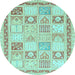 Round Machine Washable Abstract Light Blue Modern Rug, wshabs3675lblu